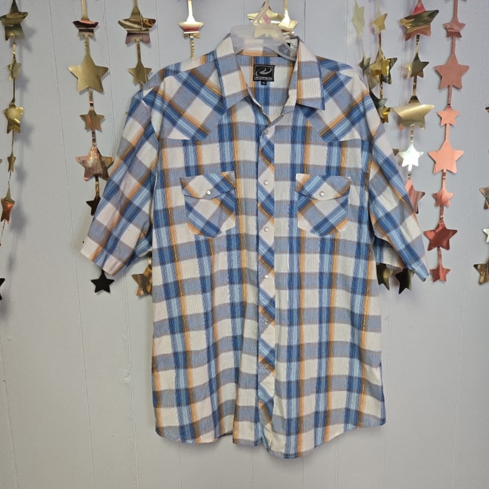 ROPER WESTERN COWBOY pearl  SNAP 2XL button down short sleeve